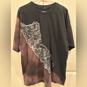 Custom 1/1 Augie Rubio State of California Black Bleach Dyed Shirt - 2XL